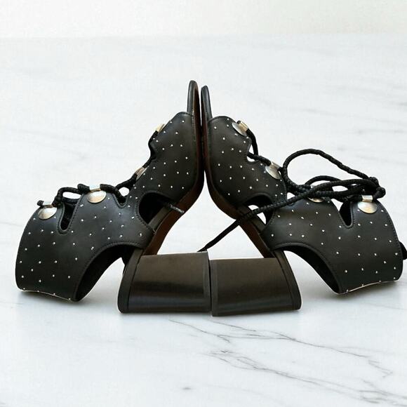 See by Chloé Black Leather Gladiator Sandals Lace Up Size 9 / IT 39 - Picture 6 of 13